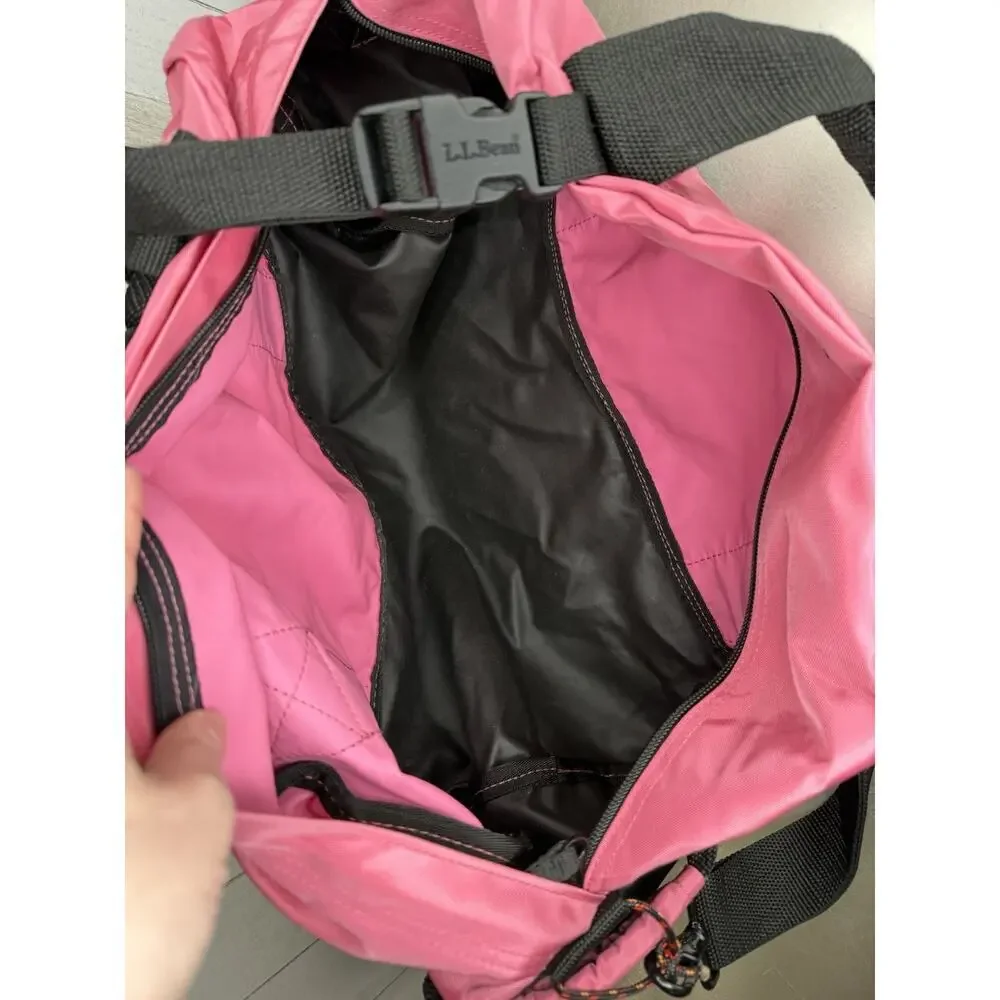 VTG LL Bean Adventure Duffle Bag Pink Medium Shoulder Strap Carry On ‘Tori’ READ